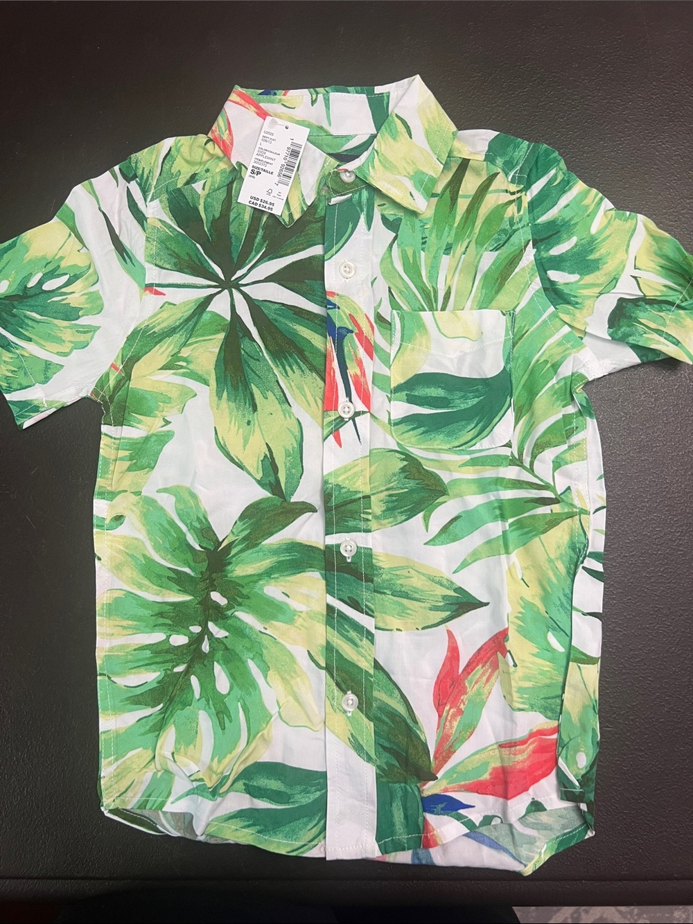 The Children's Place Tropical Green Leaf Button-Down Shirt